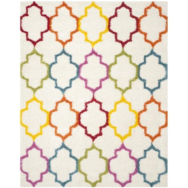 Safavieh Kids Shag Power Loomed Rectangle Rug- Ivory - Multi- 8 x 10 ft. SGK569A-8